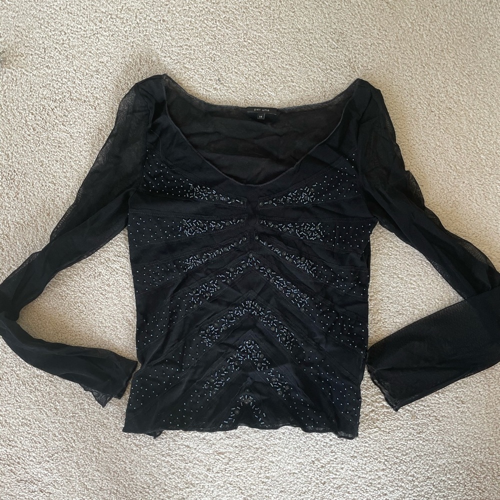 90s beaded sheer top